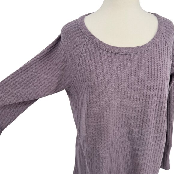 Chaser Waffleknit Long Sleeve Lavender Pullover Top With Button Cuff Size XL - Picture 3 of 11
